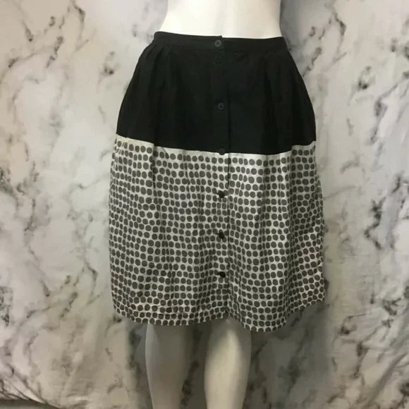 MARIMEKKO Poni Polka Dot Spot Print A-Line Cotton High Waisted Skirt - Picture 8 of 15